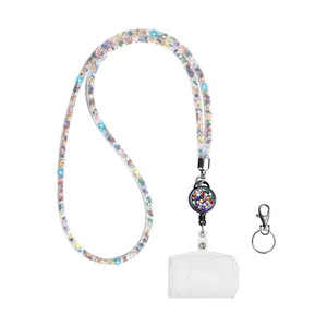 White lanyard for spot sale - Colored fishing net <b>ID</b> lanyard, double-sided transparent vertical card <b>holder</b> for thumbs, - Product Image 1