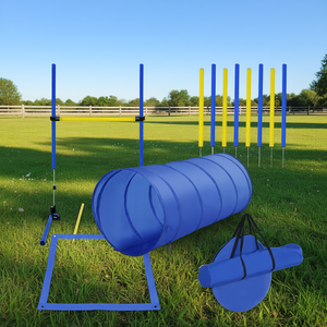 Juego de Herramientas de Agilidad para Perros Azul y Amarillo, Equipo de Entrenamiento al Aire Libre de PE, Obstáculos, Túnel, Postes de Entrelazado, Suministros de Entrenamiento para Mascotas - Product Image 2