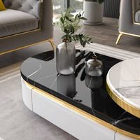 Table basse carrée convertible en acier de style minimaliste et luxueux italien, ensemble de tables basses modernes pour salon
