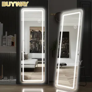 Trang điểm gương LED chiếu sáng tùy chỉnh hiện đại mờ đứng lớn lớn Trang trí nội thất đầy đủ chiều dài dài dài sàn phòng khách Miroir spiegel espe