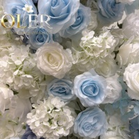 Rangkaian Bunga Artifisial Baru Biru Putih Hydrangea Mawar Dekorasi Pusat Meja Pernikahan Latar Belakang Pernikahan Grosir Kustom