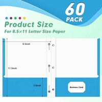 Carpeta de Plástico Resistente con Pinzas, Carpeta de Archivos con 2 Bolsillos y 3 Pinzas, 2 Ranuras para Tarjetas