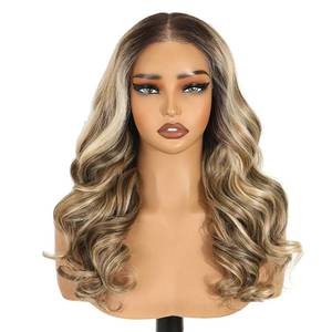 Peluca de Encaje Frontal para Mujer, con Parte Media, Ondas Grandes, Cabello Largo y Rizado, Voluminoso, Natural, Cobertura Completa, Marrón/Rubio, 20-32 Pulgadas - Product Image 1