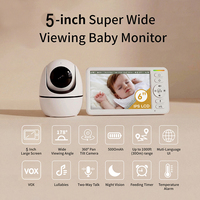 Babyphone avec écran 5 pouces 720P, audio bidirectionnel, détection de mouvement et reconnaissance faciale du bébé