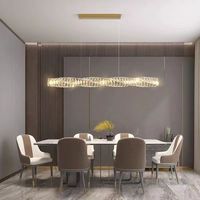 Moderne Luxuriöse Linear Strukturierte Kristall Edelstahl Kleine Pendelleuchte LED-Kronleuchter für Esszimmer Kücheninsel