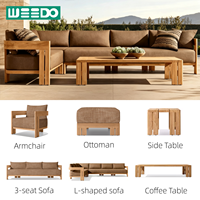 Modernes Outdoor-Sofa Wasserdichtes Gartenmöbel-Set Langlebiges Teakholz Komplettset 3-Sitzer-Sofa Luxuriöses Villen-Gartenmöbel-Set
