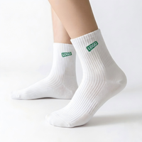 Chaussettes en coton brodées avec logo personnalisé, chaussettes de sport athlétiques côtelées de qualité supérieure, vente en gros en vrac, faible MOQ, respirantes