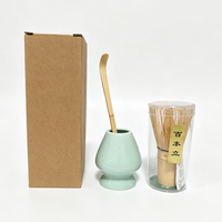 Trois pièces Matcha Fouet Outil Brosse Support En Céramique Kit De Thé Japonais avec Boîte En PVC