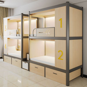 Literas duraderas y elegantes con marco de madera y metal, cápsulas para dormir con escaleras y camas de <span class=keywords><strong>hostal</strong></span> de almacenamiento - Product Image 4