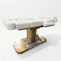 Lit de massage électrique chauffant à 3 moteurs, rose, de luxe moderne, en cuir PU, pour salon de beauté, spa, entrepôt, école, salle de sport