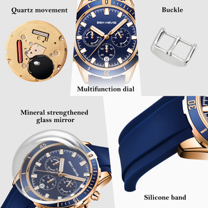 Marque personnalisée Étanche Chronographe Analogique Quartz En Acier Inoxydable Affaires Classique Hommes Poignet Silicone Montres De Sport - Product Image 4