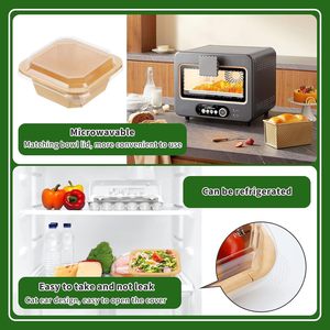 กล่องกระดาษคราฟท์หลายขนาดสำหรับใส่อาหาร กล่องอาหารแบบใช้แล้วทิ้ง สำหรับข้าว สลัด ของหวาน กล่องกระดาษทรงสี่เหลี่ยมและทรงแปดเหลี่ยมพร้อมฝาปิด - Product Image 3