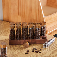 Kaffeebohnen ausgabe Reagenzglas Glas Walnuss Display Rack Set