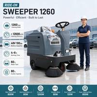 Balayeuse autoportée à coque rotomoulée VOL-1260, efficacité 6500 m²/h, largeur 1260 mm, pour bâtiments commerciaux et hôpitaux