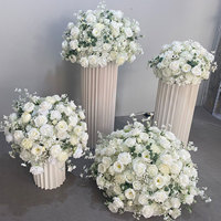 Centre de table de mariage en fleurs artificielles, arrangements floraux en boule, roses artificielles en soie blanches pour mariage