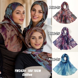 YW343 #   Hiyab Largo de Chifón con Estampado Colorido, Bonito y Popular, en Oferta, para Mujeres Musulmanas, Abaya Islámica - Product Image 1