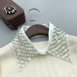 Col amovible Peter Pan en perles, faux col chemise avec <span class=keywords><strong>boutons</strong></span> avant et arrière, accessoire de collier détachable <span class=keywords><strong>pour</strong></span> chemises et robes <span class=keywords><strong>pour</strong></span> femmes - Product Image 5