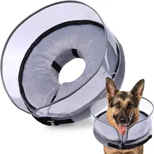 Colar de proteção Elizabeth PET Cone para pescoço de cães e gatos, PVC macio dobrável e de pelúcia, sustentável para uso cirúrgico