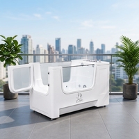 Baignoire de lavage pour animaux de compagnie moderne en acrylique transparent de luxe avec porte d'accès et filtre anti-cheveux anti-colmatage pour salle de bain