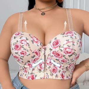 Soutien-gorge push-up à imprimé floral, anti-affaissement, style <span class=keywords><strong>corset</strong></span>, couvrant entièrement la poitrine, à bretelles longues et larges, pour femme, idéal au quotidien et pour les soirées - Product Image 5