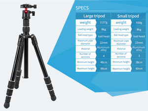 Trípode de viaje de aluminio al aire libre para aplicación de video de cámara <span class=keywords><strong>DSLR</strong></span> - Product Image 3