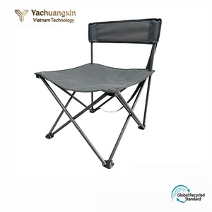 Chaise de camping pliable d'extérieur en tissu Oxford gris avec cadre en fer et sac de transport, design minimaliste, style décontracté - Product Image 4