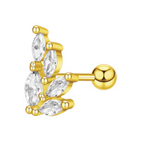 Modernos Pendientes de Cartílago Chapados en Oro de 18K con Circonitas Cúbicas de Varios Estilos (Estrella/Luna/Flor/Corazón) con Cierre de Rosca para Piercing Helix