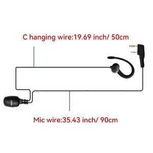 Auricular de seguridad de 2 cables con PTT para walkie-talkie Kenwood NX-1200 NX-1300 Baofeng, auricular de radio bidireccional de doble cable - Product Image 2
