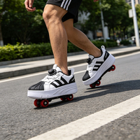Chaussures à roulettes pour adultes et enfants, à double et quatre roues, avec lumières clignotantes, unisexes, pour hommes et femmes, pour le patinage en plein air, Ruidongle