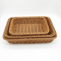Panier à pain en plastique tissé à la main, écologique, XLW, forme carrée, petit panier en rotin PP pour enfants