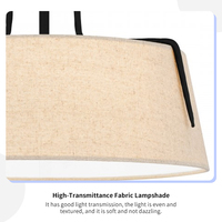 Suspension vintage style ferme, en laiton noir, avec abat-jour en tissu beige, à LED, avec cordon de suspension