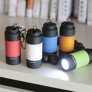 Aangepaste Leuke Kleurrijke Mini Zaklamp Usb Oplaadbare Led Sleutelhanger Zaklamp