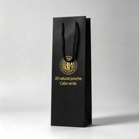 Sacs en papier kraft noir pour vin, emballage cadeau de vin rouge en bouteille unique, prix bas, logo personnalisé recyclable, sacs de luxe pour les achats