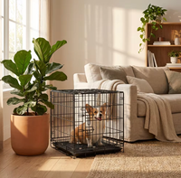 85 #   Atmungsaktiver, fahrzeugmontierter Indoor-Hundekäfig aus Eisen für kleine bis mittelgroße Hunde (Malteser, Teddy, Bichon, Pomeranian) mit Toilettenwanne