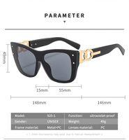 Lunettes de soleil tendance à grande monture, multicolores, avec verres et monture en PC monobloc, design à branches larges, protection UV400, unisexe
