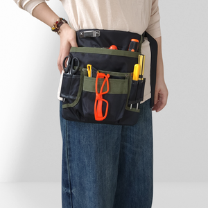 Sac de taille d'électricien Oxford-Sac à outils de rangement robuste, durable et portable en couleur noire et verte assortie - Product Image 2