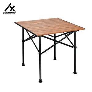 HISPEED Folding Wooden Picnic Wine Camping Table Alumínio Outdoor Portable Steel Side Table para Camping