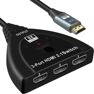 8K 60hz HDMI2.1 Switch 4K 120hz full HD 3 in 1 out 3D Mini 3 porte Switcher con cavo per DVD HDTV Xbox PS3 PS4