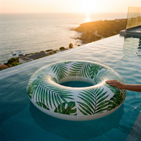 Bouée gonflable pour adultes en PVC certifiée CE, imprimé feuille de Monstera tropicale, 180 cm, pour les vacances d'été à la plage, divertissement aquatique, marque Go Brand