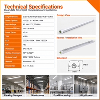 Luminaire linéaire LED mini étanche IP65, résistant aux intempéries, homologué ETL, connectable, pour parking