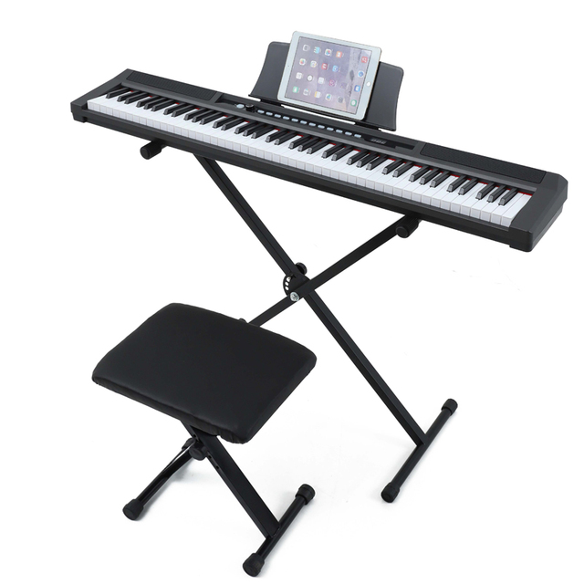 Professional 88-Key Piano Keyboard with 128 Rhythms Dual Keyboard 80 Demo Songs MIDI Port 32 Polyphonic Metronome & Recording