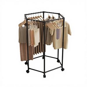 Porte-vêtements en métal à rotation hexagonale à 360 degrés - Gain <span class=keywords><strong>de</strong></span> place - Support <span class=keywords><strong>de</strong></span> <span class=keywords><strong>rangement</strong></span> multifonctionnel pour vêtements pour armoire, chambre à coucher, buanderie - Product Image 1