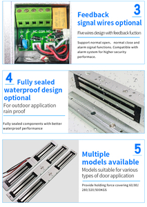 280Kg 600 Lbs 12V 24V DC Điện Tử An Toàn Từ Điện Từ Maglock Nam Châm Em Cửa Khóa Cho Bên Trong Cửa - Product Image 4