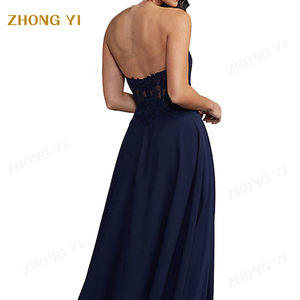 Personnalisé Femmes Printemps Été Senior Dentelle Broderie Soyeuse Longue <span class=keywords><strong>Robe</strong></span> A-ligne Élégante Formelle Étage Longueur Robes <span class=keywords><strong>de</strong></span> Soirée <span class=keywords><strong>de</strong></span> Fête - Product Image 3