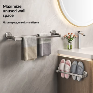 <span class=keywords><strong>Toallero</strong></span> Doble Ahorrador <span class=keywords><strong>de</strong></span> Espacio con Diseño Moderno y Garantía <span class=keywords><strong>de</strong></span> 3 Años, Montaje con Ventosa para Baños Pequeños - Product Image 2