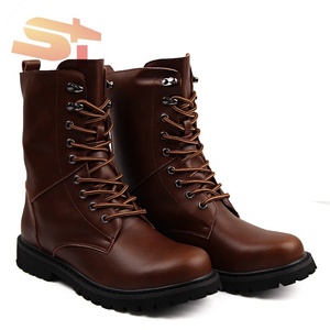 <span class=keywords><strong>Botas</strong></span> de Senderismo Negras de Media Caña SIKE de Cuero con Puntera de Acero para Hombre y Mujer, Estilo Táctico y de Desierto - Product Image 4