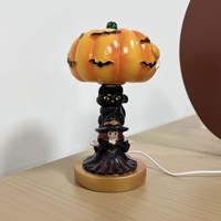 Nouvelle lampe de table transfrontalière Halloween chauve-souris et citrouille lumineuses, artisanat en résine, ornement créatif pour la décoration intérieure