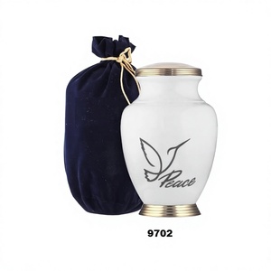 Urne de crémation blanche perle colombe de la paix pour cendres humaines Urne commémorative adulte Urne de crémation funéraire avec sac de velours unique gratuit - Product Image 1