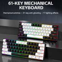 Clavier mécanique filaire pour jeux, 61 touches, axe rouge, 17 effets d'éclairage, clavier mécanique pour ordinateur de bureau et ordinateur portable