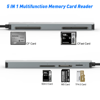 Lector de Tarjetas Rápido USB C 5 en 1 Justlink, UHS II SD4.0 CF MS, Lector USB C TF4.0 Portátil, Compatible con Instalación Externa en Laptop